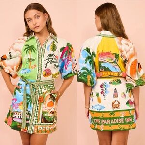 NWT Alemais Paradiso Linen Mini Dress Anthropologie
